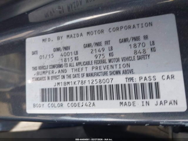 JM1BM1K78F1258007 Mazda Mazda3 I Sport