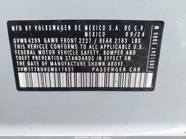 Продаж на аукціоні авто 2025 Volkswagen Jetta Gli 2.0t Autobahn, vin: 3VW1T7BU6SM017631, номер лоту: 44484583