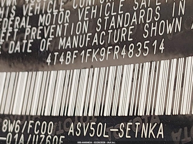 Toyota CAMRY LE 2015 4T4BF1FK9FR483514 Image 9