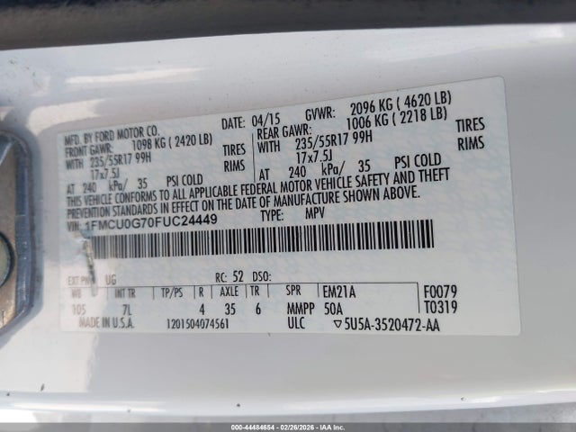 1FMCU0G70FUC24449 Ford ESCAPE SE