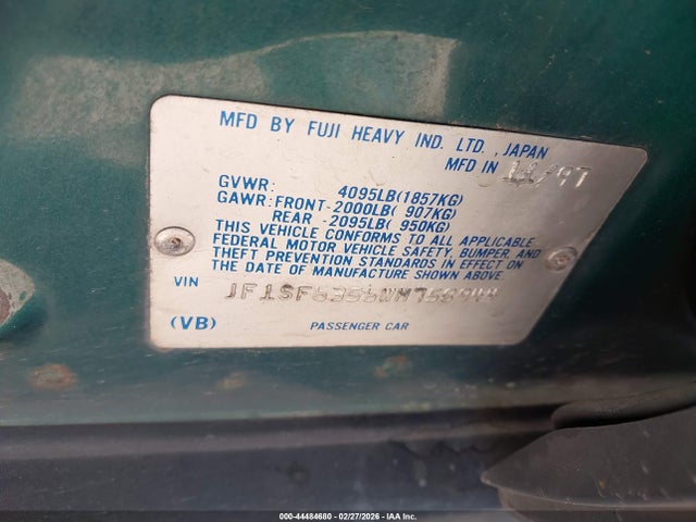 44484680 :رقم المزاد ، JF1SF6356WH758944 vin ، 1998 Subaru Forester L مزاد بيع