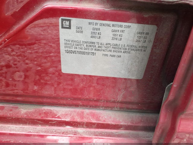 2008 CADILLAC CTS 1G6DV57VX80191751 Photo 8