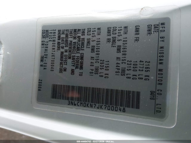3N6CM0KN7JK700048 Nissan Nv200 S