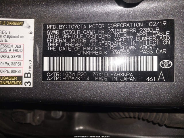JTNKHMBX0K1038758 Toyota C-hr Limited