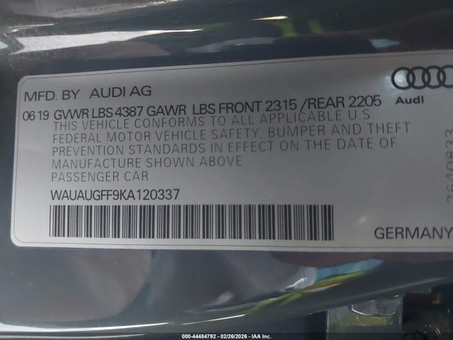 WAUAUGFF9KA120337 Audi A3 40 Premium/40 Titanium Premium