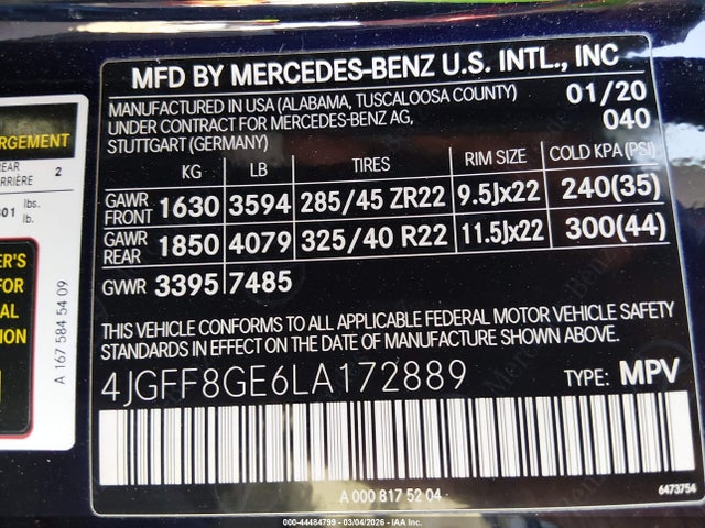 2020 MERCEDES-BENZ GLS 580 4JGFF8GE6LA172889 Photo 8