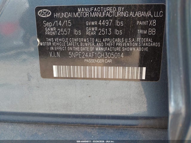 Продажа на аукционе авто 2016 Hyundai Sonata Se, vin: 5NPE24AF1GH305014, номер лота: 44484811