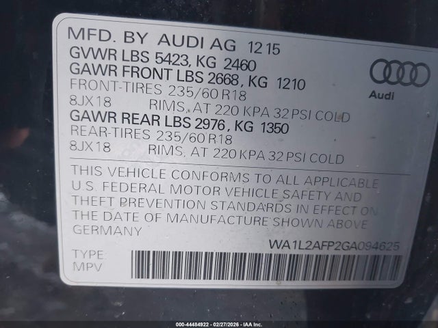 2016 AUDI Q5 WA1L2AFP2GA094625 Photo 8