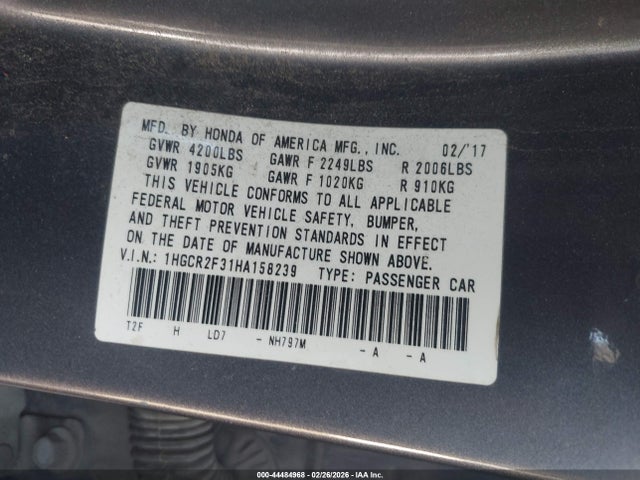 1HGCR2F31HA158239 Honda ACCORD LX