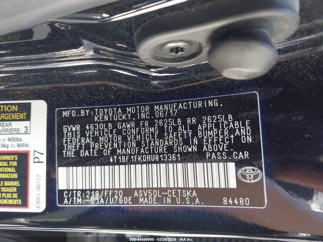 4T1BF1FK0HU813361 Toyota CAMRY SE