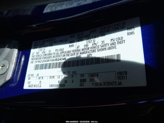 1FMCU0G91GUB24346 Ford ESCAPE SE