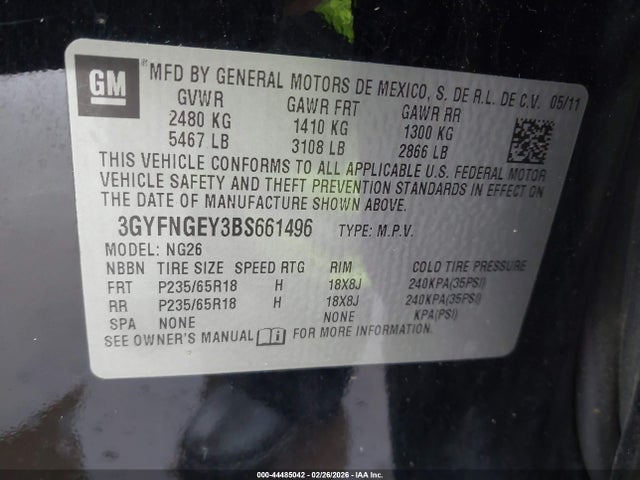 2011 CADILLAC SRX 3GYFNGEY3BS661496 Photo 8