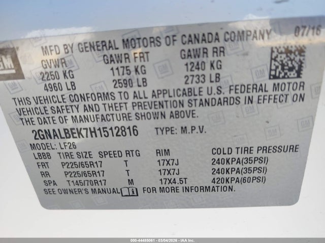 2GNALBEK7H1512816 Chevrolet EQUINOX LS