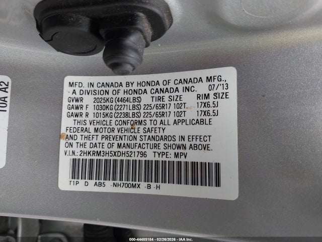 Продажа на аукционе авто 2013 Honda Cr-v Ex, vin: 2HKRM3H5XDH521796, номер лота: 44485184