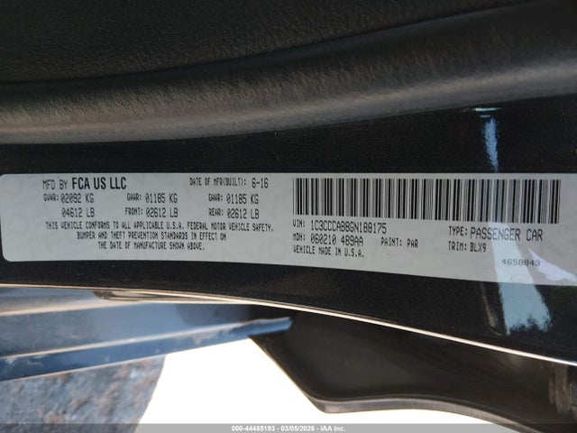 Продажа на аукционе авто 2016 Chrysler 200 Limited Platinum, vin: 1C3CCCAB8GN188175, номер лота: 44485193