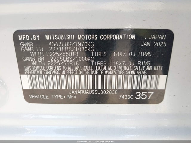 2025 MITSUBISHI OUTLANDER SPORT JA4ARUAU9SU002838 Photo 8