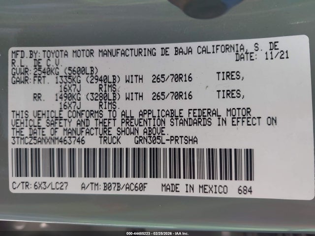 3TMCZ5ANXNM463746 Toyota Tacoma Trd Off Road