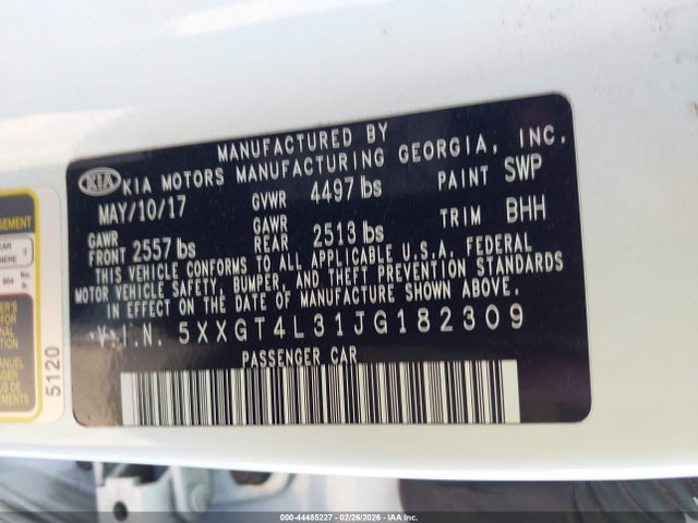 5XXGT4L31JG182309 KIA Optima Lx