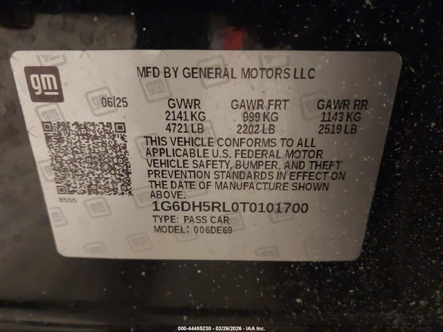 Aukcja sprzedaży 2026 Cadillac Ct4-v V-series Rwd, vin: 1G6DH5RL0T0101700, numer aukcji: 44485230