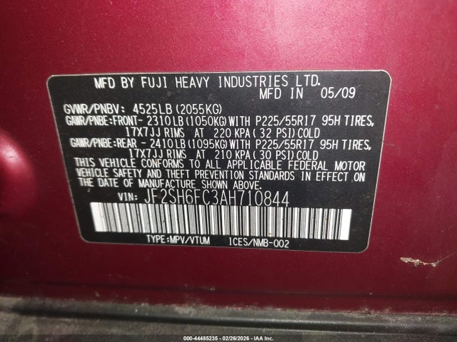 Продаж на аукціоні авто 2010 Subaru Forester 2.5xt Limited, vin: JF2SH6FC3AH710844, номер лоту: 44485235