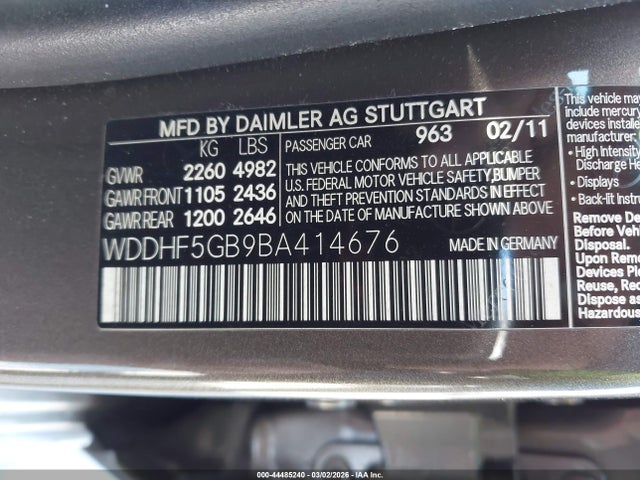 Продажа на аукционе авто 2011 Mercedes-benz E 350, vin: WDDHF5GB9BA414676, номер лота: 44485240