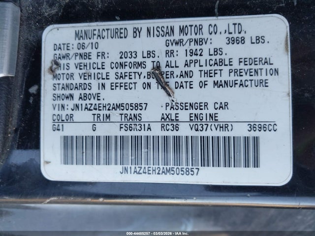 2010 NISSAN 370Z JN1AZ4EH2AM505857 Photo 8