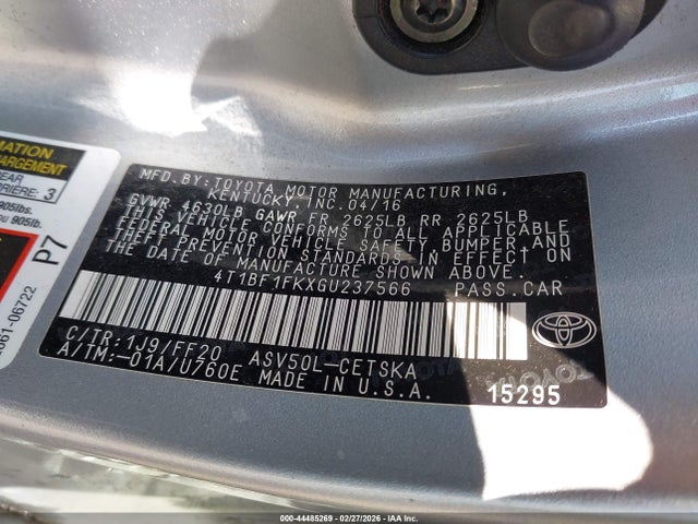 4T1BF1FKXGU237566 Toyota CAMRY SE