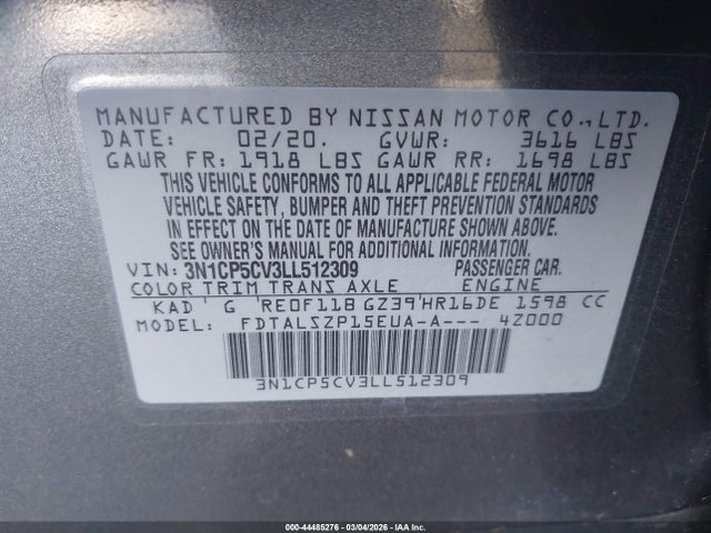 Nissan Kicks Sv Xtronic Cvt 2020 3N1CP5CV3LL512309 Image 9
