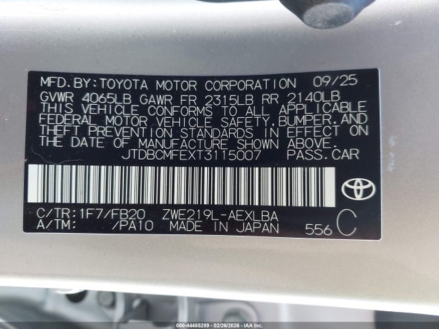 JTDBCMFEXT3115007 Toyota Corolla Hybrid Hybrid Le