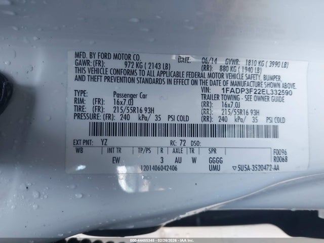 Ford FOCUS SE 2014 1FADP3F22EL332590 Image 9