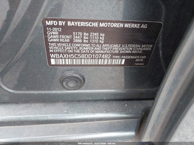 2013 Bmw 528i Xdrive მანქანა იყიდება აუქციონზე, vin: WBAXH5C58DD107482, აუქციონის ნომერი: 44485376