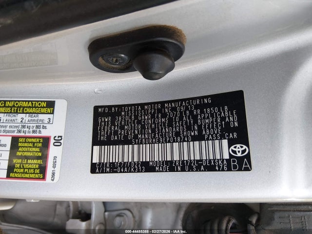 Toyota Corolla S 2014 5YFBURHE9EP018740 Image 9