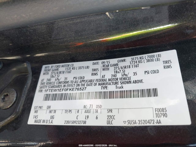 Ford F-150 Xlt 2015 1FTEW1EF0FKE76527 Image 9