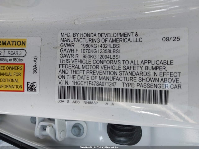 1HGCY1F47SA071247 Honda ACCORD SE