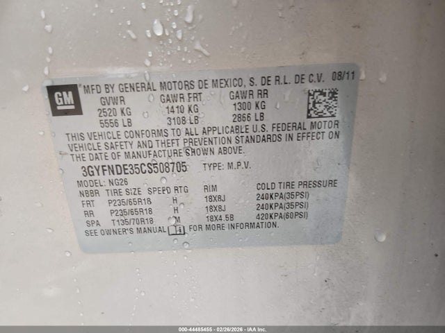 2012 CADILLAC SRX 3GYFNDE35CS508705 Photo 8