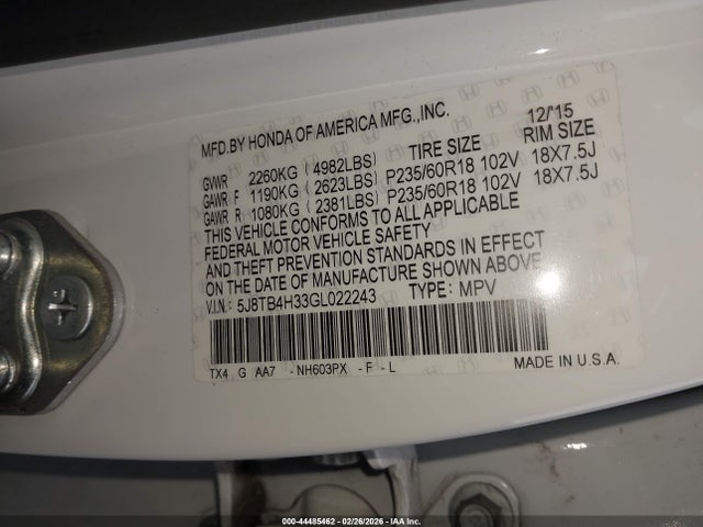 Acura RDX 2016 5J8TB4H33GL022243 Image 9