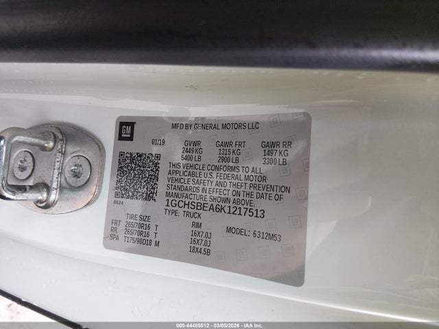 Chevrolet Colorado Wt 2019 1GCHSBEA6K1217513 Image 9