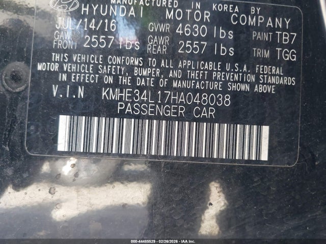 Hyundai Sonata Hybrid Limited 2017 KMHE34L17HA048038 Image 9
