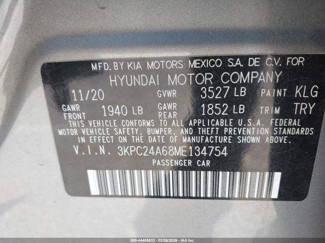 2021 HYUNDAI ACCENT 3KPC24A68ME134754 Photo 8