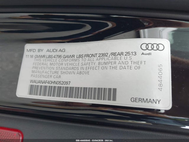 2017 AUDI A4 WAUANAF40HN052097 Photo 8