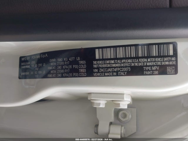 44485576 :رقم المزاد ، ZACCJABT4FPC20073 vin ، 2015 Jeep Renegade Latitude مزاد بيع