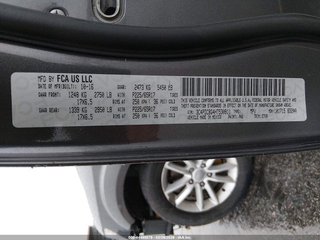 2017 Dodge Journey Sxt მანქანა იყიდება აუქციონზე, vin: 3C4PDCBG4HT530811, აუქციონის ნომერი: 44485579