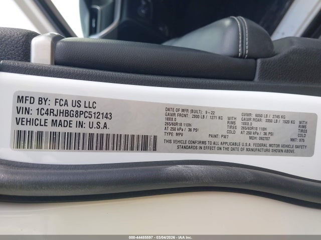 2023 Jeep Grand Cherokee Limited 4x4 მანქანა იყიდება აუქციონზე, vin: 1C4RJHBG8PC512143, აუქციონის ნომერი: 44485597