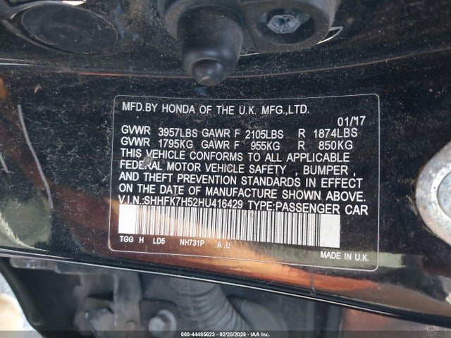 SHHFK7H52HU416429 Honda CIVIC EX