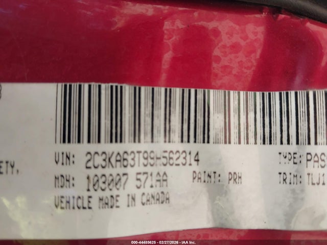 2009 CHRYSLER 300C 2C3KA63T99H562314 Photo 8