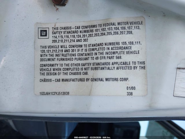 Auction sale of the 2000 Gmc Tc6h042, vin: 1GDJ6H1C2YJS13939, lot number: 44485627