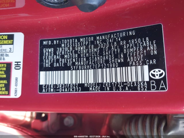 Toyota Corolla S Plus 2014 5YFBURHE7EP121980 Image 9