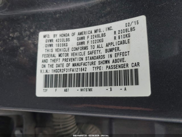 1HGCR2F31FA121642 Honda ACCORD LX