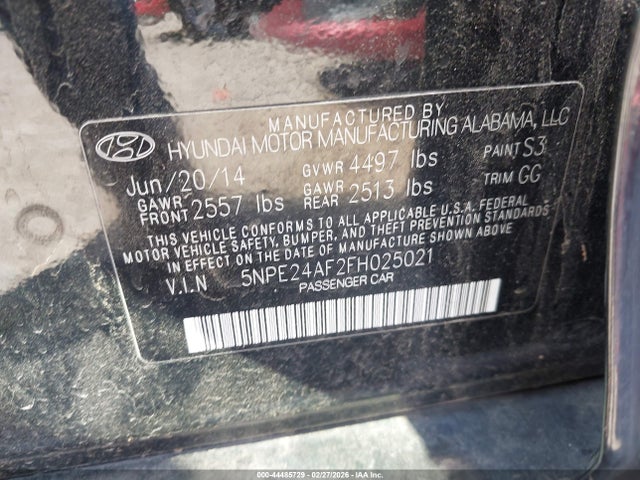 Hyundai SONATA SE 2015 5NPE24AF2FH025021 Image 9