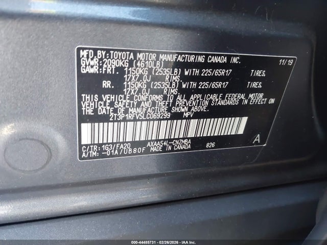 2020 TOYOTA RAV4 2T3P1RFV5LC069299 Photo 8